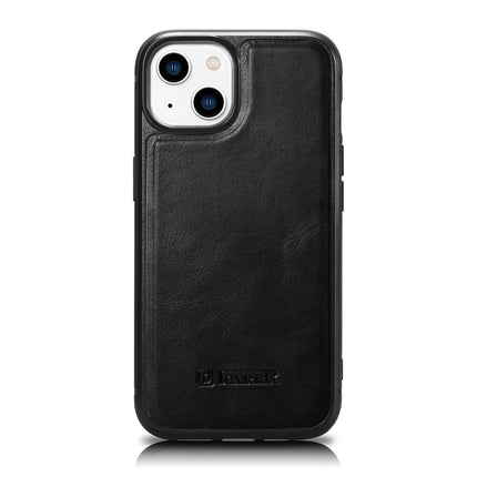 ICARER Case covered with natural leather for iPhone 14 Plus Leather Oil Wax black