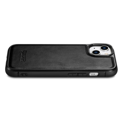 ICARER Case covered with natural leather for iPhone 14 Plus Leather Oil Wax black – image 9
