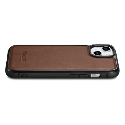 ICARER Case covered with natural leather for iPhone 14 Plus Leather Oil Wax, dark brown – image 6
