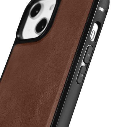 ICARER Case covered with natural leather for iPhone 14 Plus Leather Oil Wax, dark brown – image 7