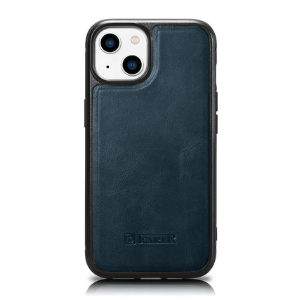 ICARER Case covered with natural leather for iPhone 14 Plus Leather Oil Wax, navy blue