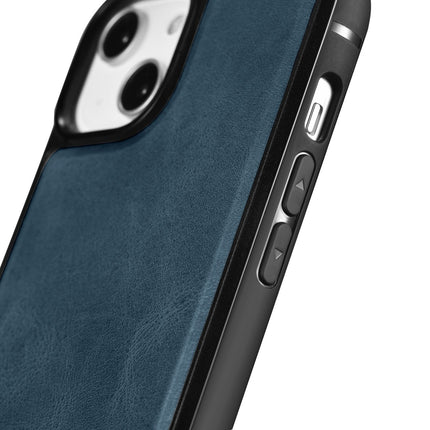 ICARER Case covered with natural leather for iPhone 14 Plus Leather Oil Wax, navy blue – image 6