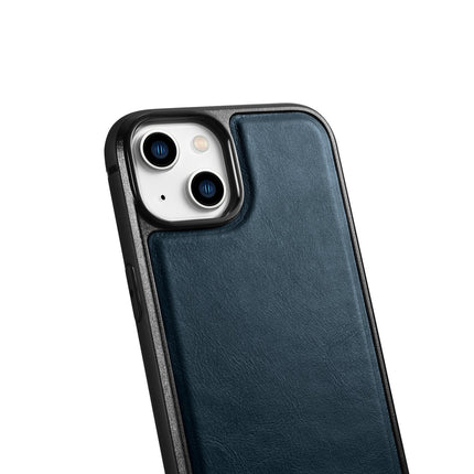 ICARER Case covered with natural leather for iPhone 14 Plus Leather Oil Wax, navy blue – image 7