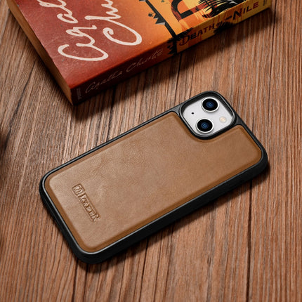 ICARER Case covered with natural leather for iPhone 14 Plus Leather Oil Wax, light brown – image 11