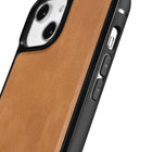 ICARER Case covered with natural leather for iPhone 14 Plus Leather Oil Wax, light brown – image 2