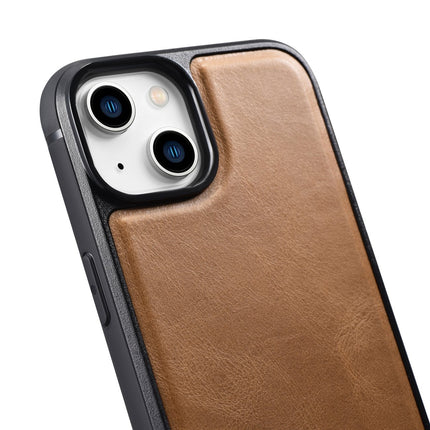 ICARER Case covered with natural leather for iPhone 14 Plus Leather Oil Wax, light brown – image 9