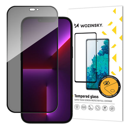 WOZINSKY Privacy protective glass with Anti Spy filter for iPhone 15 Plus, black