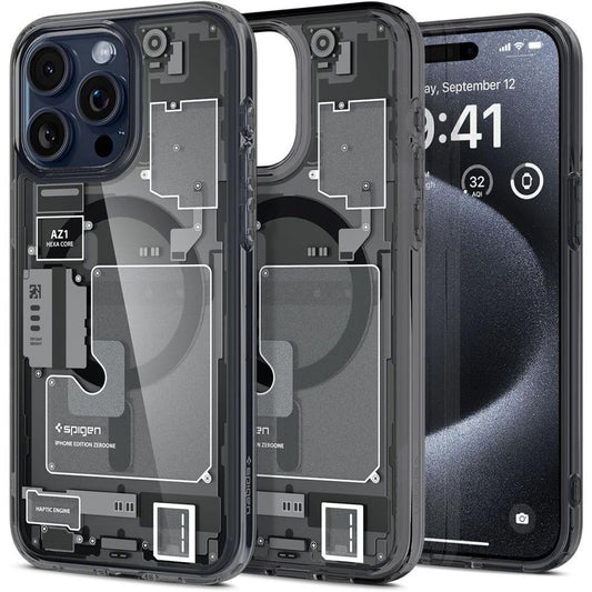 SPIGEN Ultra Hybrid Mag case with MagSafe for iPhone 15 Pro, gray and black
