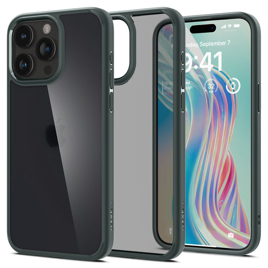 SPIGEN Ultra Hybrid case for iPhone 15 Pro Max, dark green
