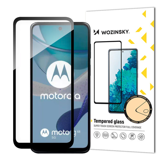 WOZINSKY Durable tempered glass for Motorola G53 for the entire screen with a Full Glue frame, black