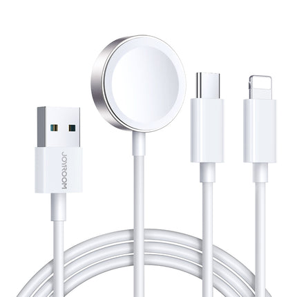 JOYROOM 3in1 Cable USB-A cable with inductive charger + 1x iPhone Lightning + 1x USB-C 1.2m white