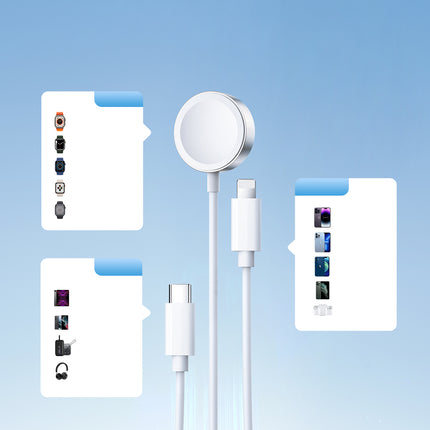 JOYROOM 3in1 Cable USB-A cable with inductive charger + 1x iPhone Lightning + 1x USB-C 1.2m white – image 10
