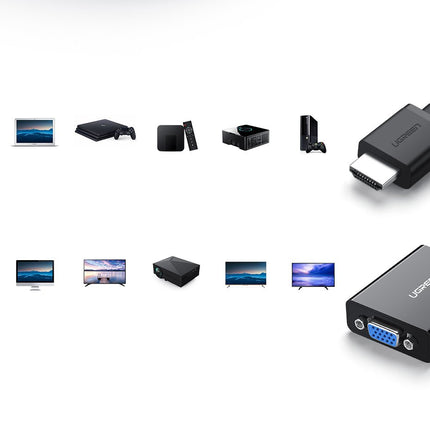 UGREEN Adapter HDMI - VGA micro USB AUX audio 3.5 mm mini jack black – image 3