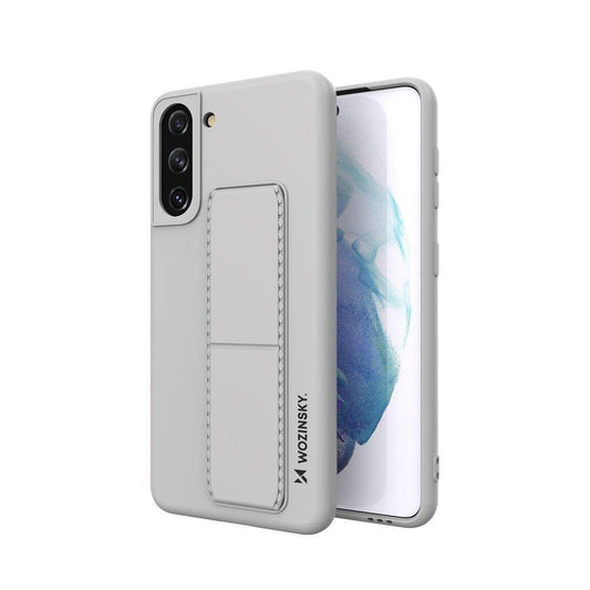 WOZINSKY Silicone case with stand for Samsung Galaxy S21+ 5G Kickstand Case gray