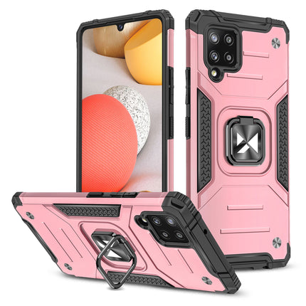 WOZINSKY Armored case cover + magnetic holder for Samsung Galaxy A42 5G Ring Armor pink