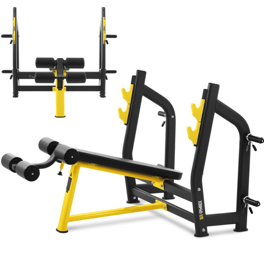 GYMREX Pew bench sloppy for barbelling head down black and yellow