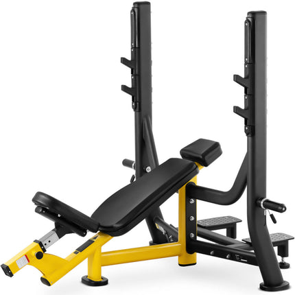 GYMREX Pin bench sloping under barbell to shove your head up black and yellow – image 2