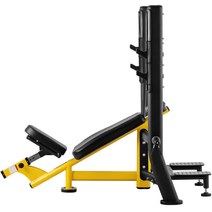 GYMREX Pin bench sloping under barbell to shove your head up black and yellow – image 4