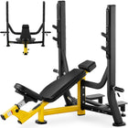 GYMREX Pin bench sloping under barbell to shove your head up black and yellow