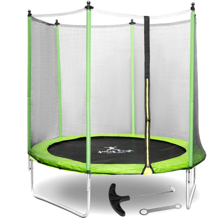 GYMREX Garden trampoline with net and spring cover wed 244 cm to 80 kg black-green