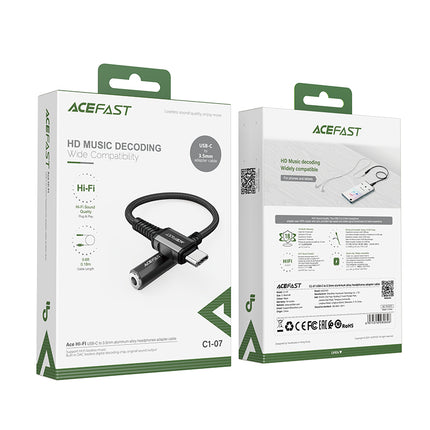 ACEFAST AUX USB-C to 3.5mm mini jack 18cm audio headphone adapter black – image 5