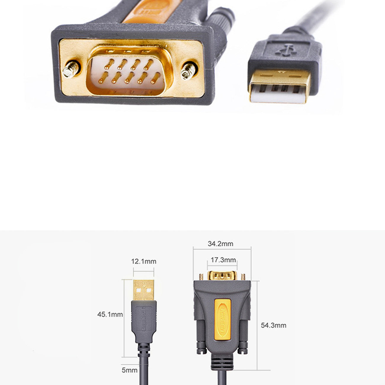 UGREEN Adapter adapter cable USB-A - DB9 RS-232 1.5m gray – image 4