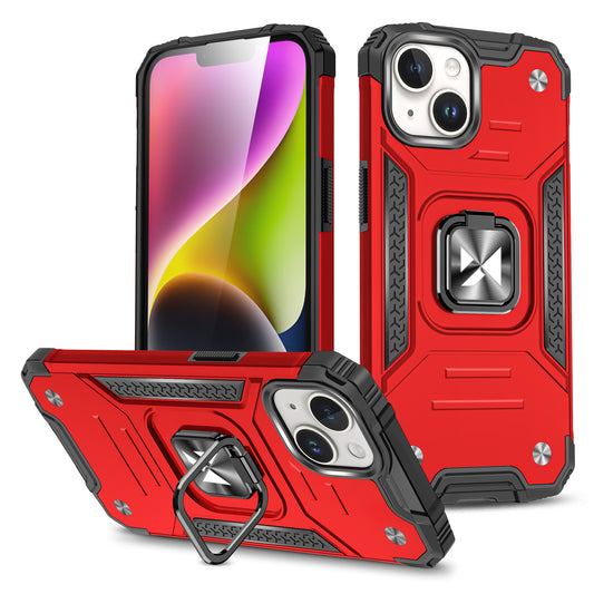 WOZINSKY Armored case with finger holder for iPhone 15 Plus Ring Armor, red