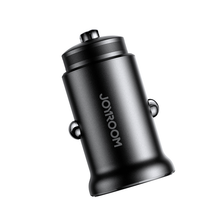 JOYROOM Mini car charger for cigarette lighter socket 30W 2x USB-C, metal, black – image 2