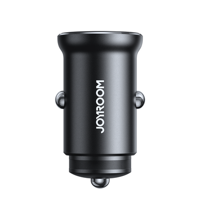 JOYROOM Mini car charger for cigarette lighter socket 30W 2x USB-C, metal, black – image 3