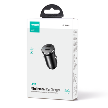 JOYROOM Mini car charger for cigarette lighter socket 30W 2x USB-C, metal, black – image 5