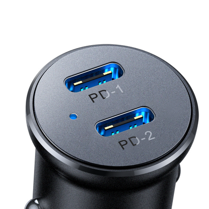 JOYROOM Mini car charger for cigarette lighter socket 30W 2x USB-C, metal, black – image 6