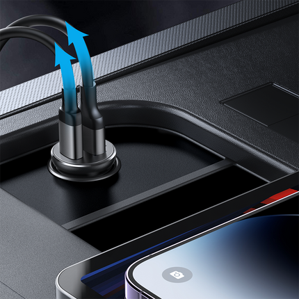 JOYROOM Mini car charger for cigarette lighter socket 30W 2x USB-C, metal, black – image 8
