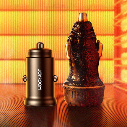 JOYROOM Mini car charger for cigarette lighter socket 30W 2x USB-C, metal, black – image 9