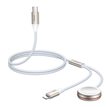 JOYROOM 2in1 Lightning cable for iPhone and inductive charger for Apple Watch USB-C 1.5m white – image 6