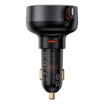 BASEUS Car charger with retractable cable for iPhone Lightning USB-C 60W, black – image 2