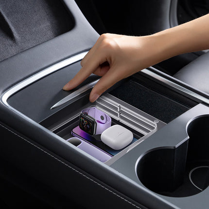 BASEUS T-Space drawer organizer for Tesla Model 3 / Y center console, gray – image 8