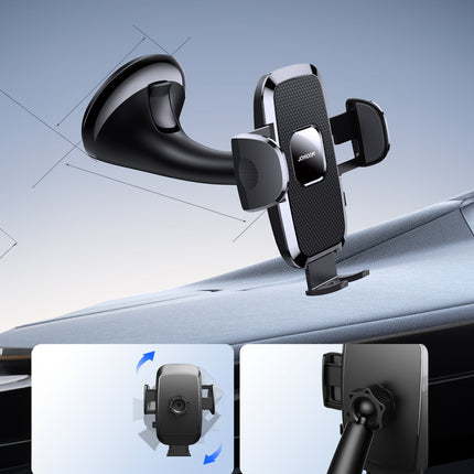 JOYROOM Universal mechanical car phone holder for cockpit, glass, black – image 11