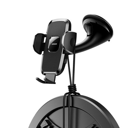 JOYROOM Universal mechanical car phone holder for cockpit, glass, black – image 2