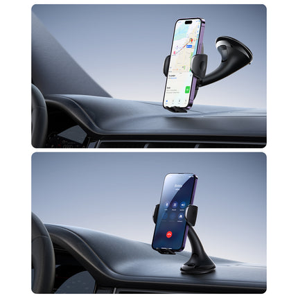JOYROOM Universal mechanical car phone holder for cockpit, glass, black – image 7