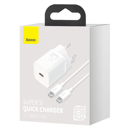 BASEUS Si 25W 3A fast wall charger with a 1m white USB-C cable – image 5