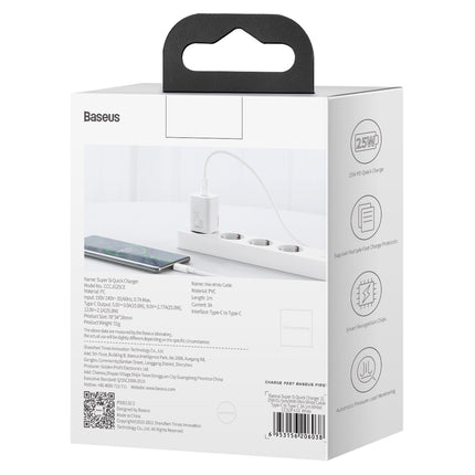 BASEUS Si 25W 3A fast wall charger with a 1m white USB-C cable – image 6