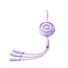 JOYROOM 3in1 Colorful Series USB-A to USB-C / iPhone Lightning / microUSB retractable cable 1m purple