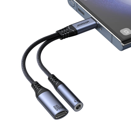 JOYROOM 2in1 Adapter charger + headphones USB-C to USB-C / mini jack 3.5mm black – image 2
