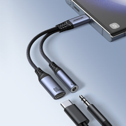 JOYROOM 2in1 Adapter charger + headphones USB-C to USB-C / mini jack 3.5mm black – image 8