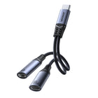 JOYROOM 2in1 Adapter, charger + headphones USB-C to 2x USB-C black