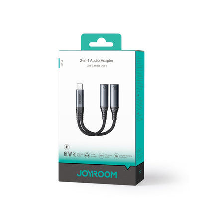 JOYROOM 2in1 Adapter, charger + headphones USB-C to 2x USB-C black – image 5