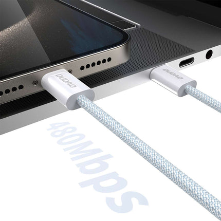 DUDAO Durable UCB-C PD 60W cable with carbon fiber braid, 2m, light blue – image 4
