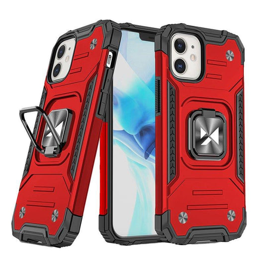WOZINSKY Armored case for iPhone 14 Plus, magnetic holder Ring Armor, red