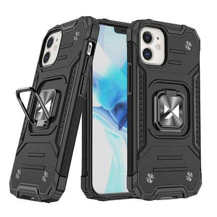 WOZINSKY Armored case for iPhone 14 Plus, Ring Armor magnetic holder, black