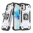 WOZINSKY Armored case for iPhone 14, magnetic holder Ring Armor, silver